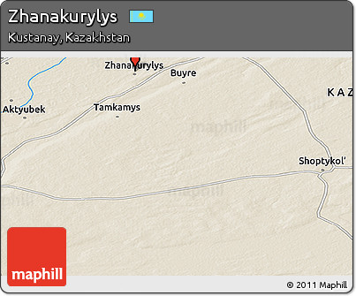 Shaded Relief Panoramic Map of Zhanakurylys