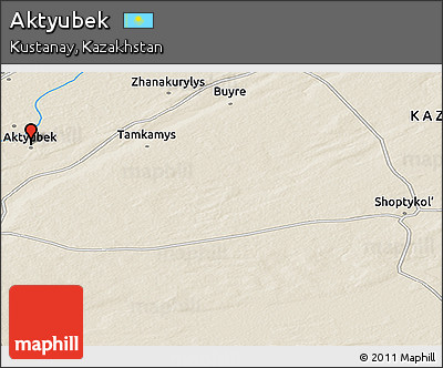 Shaded Relief Panoramic Map of Aktyubek