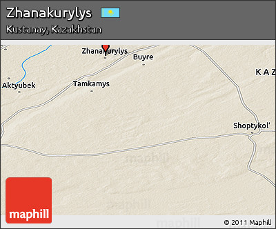 Shaded Relief Panoramic Map of Zhanakurylys