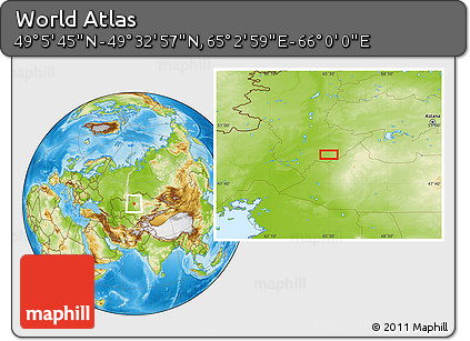 Physical Location Map of the Area around 49° 19' 21" N, 65° 31' 30" E