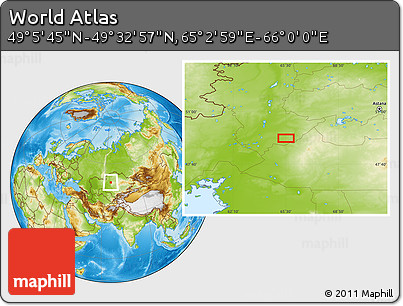 Physical Location Map of the Area around 49° 19' 21" N, 65° 31' 30" E