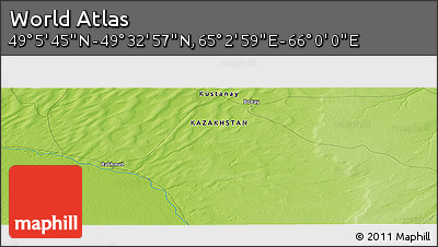 Physical Panoramic Map of the Area around 49° 19' 21" N, 65° 31' 30" E
