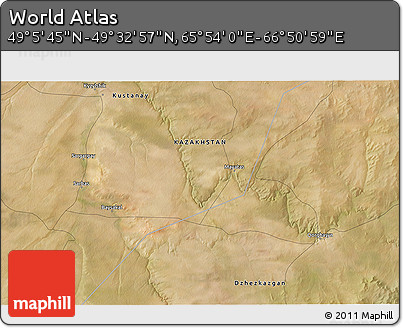 Satellite 3D Map of the Area around 49° 19' 21" N, 66° 22' 30" E