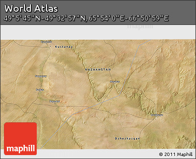 Satellite 3D Map of the Area around 49° 19' 21" N, 66° 22' 30" E