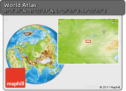 Physical Location Map of the Area around 49° 19' 21" N, 68° 4' 29" E