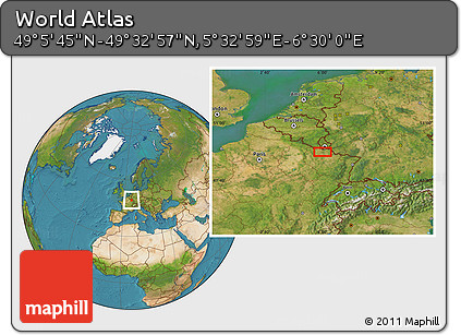 Satellite Location Map of the Area around 49° 19' 21" N, 6° 1' 30" E