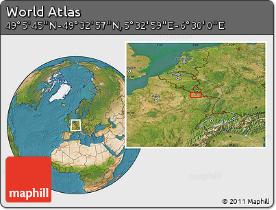 Satellite Location Map of the Area around 49° 19' 21" N, 6° 1' 30" E