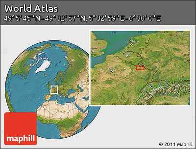 Satellite Location Map of the Area around 49° 19' 21" N, 6° 1' 30" E