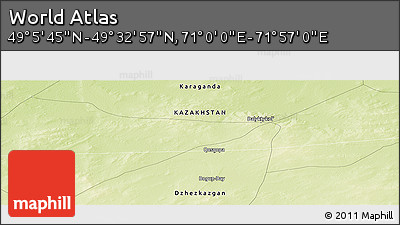 Physical Panoramic Map of the Area around 49° 19' 21" N, 71° 28' 29" E