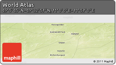 Physical Panoramic Map of the Area around 49° 19' 21" N, 71° 28' 29" E