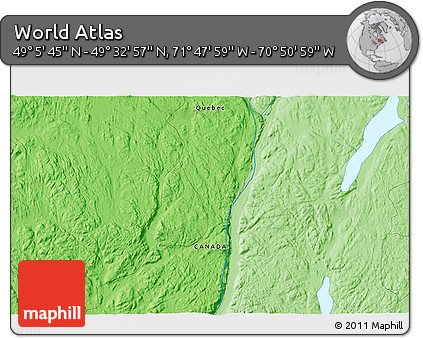 Political 3D Map of the Area around 49° 19' 21" N, 71° 19' 29" W
