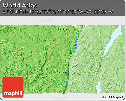 Political 3D Map of the Area around 49° 19' 21" N, 71° 19' 29" W