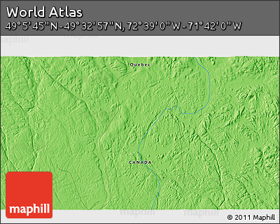 Political 3D Map of the Area around 49° 19' 21" N, 72° 10' 30" W