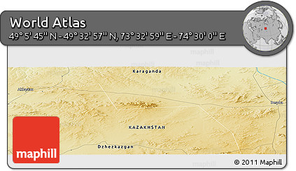 Physical Panoramic Map of the Area around 49° 19' 21" N, 74° 1' 30" E