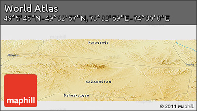 Physical Panoramic Map of the Area around 49° 19' 21" N, 74° 1' 30" E