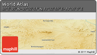Physical Panoramic Map of the Area around 49° 19' 21" N, 74° 1' 30" E
