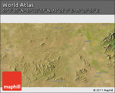 Satellite 3D Map of the Area around 49° 19' 21" N, 74° 52' 30" E