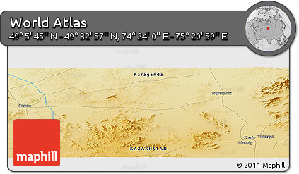 Physical Panoramic Map of the Area around 49° 19' 21" N, 74° 52' 30" E
