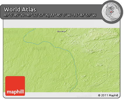 Physical 3D Map of the Area around 49° 19' 21" N, 77° 16' 30" W
