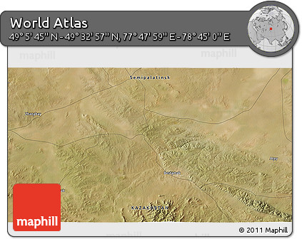 Satellite 3D Map of the Area around 49° 19' 21" N, 78° 16' 30" E
