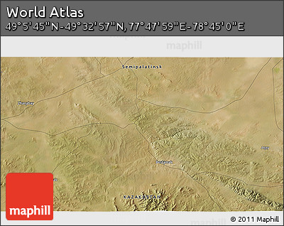 Satellite 3D Map of the Area around 49° 19' 21" N, 78° 16' 30" E