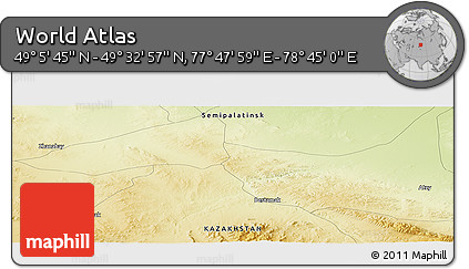 Physical Panoramic Map of the Area around 49° 19' 21" N, 78° 16' 30" E