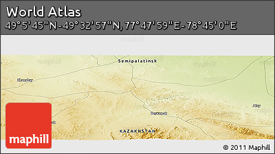 Physical Panoramic Map of the Area around 49° 19' 21" N, 78° 16' 30" E