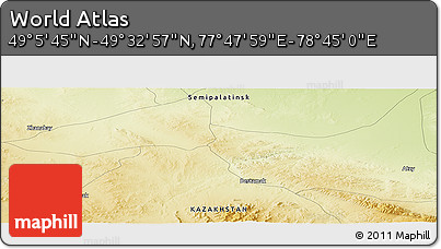 Physical Panoramic Map of the Area around 49° 19' 21" N, 78° 16' 30" E