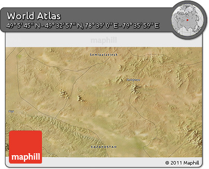 Satellite 3D Map of the Area around 49° 19' 21" N, 79° 7' 30" E