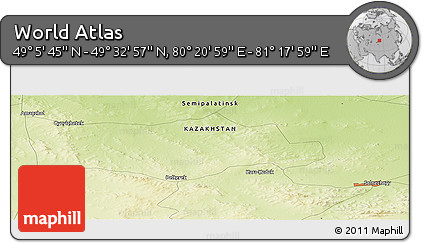 Physical Panoramic Map of the Area around 49° 19' 21" N, 80° 49' 29" E