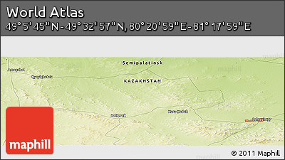 Physical Panoramic Map of the Area around 49° 19' 21" N, 80° 49' 29" E