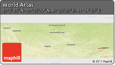 Physical Panoramic Map of the Area around 49° 19' 21" N, 80° 49' 29" E