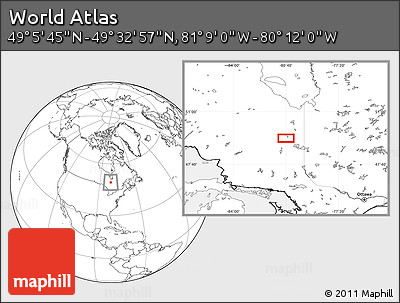 Blank Location Map of the Area around 49° 19' 21" N, 80° 40' 30" W