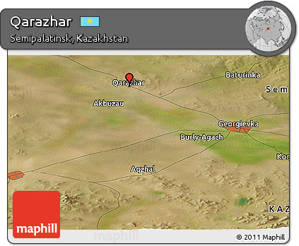 Satellite Panoramic Map of Qarazhar