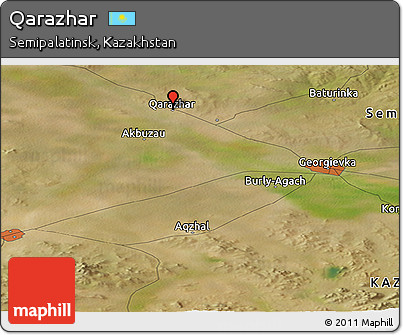 Satellite Panoramic Map of Qarazhar