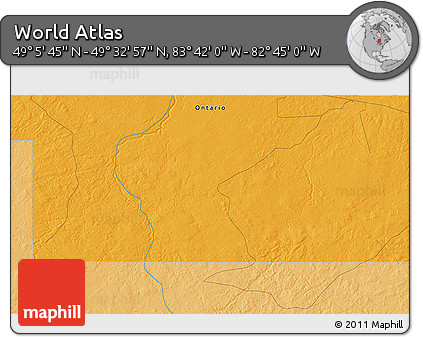 Political 3D Map of the Area around 49° 19' 21" N, 83° 13' 29" W