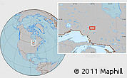 Gray Location Map of the area around 49° 19' 21" N, 84° 4' 29" W, hill shading