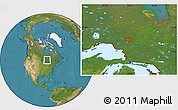 Satellite Location Map of the area around 49° 19' 21" N, 84° 4' 29" W