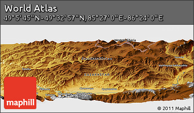 Physical Panoramic Map of the Area around 49° 19' 21" N, 85° 55' 30" E
