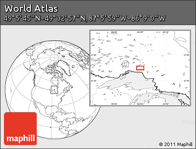 Blank Location Map of the Area around 49° 19' 21" N, 86° 37' 30" W