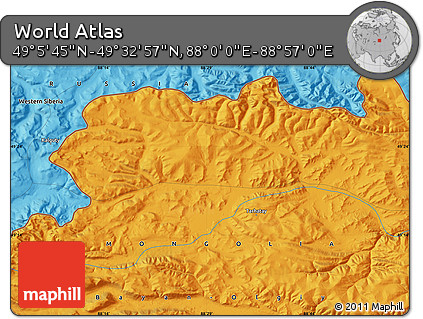 Political Map of the Area around 49° 19' 21" N, 88° 28' 29" E