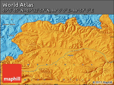 Political Map of the Area around 49° 19' 21" N, 88° 28' 29" E