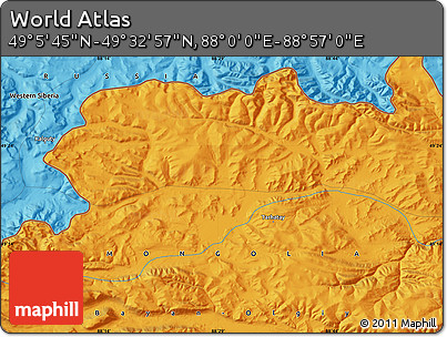 Political Map of the Area around 49° 19' 21" N, 88° 28' 29" E