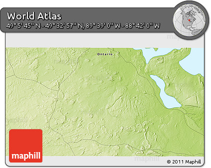 Physical 3D Map of the Area around 49° 19' 21" N, 89° 10' 30" W