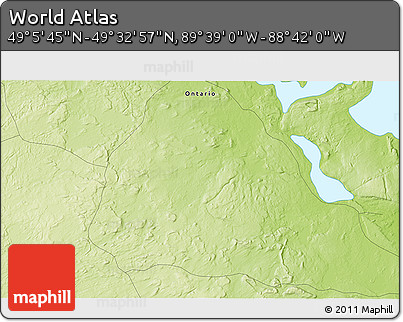 Physical 3D Map of the Area around 49° 19' 21" N, 89° 10' 30" W