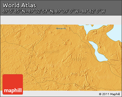 Political 3D Map of the Area around 49° 19' 21" N, 89° 10' 30" W
