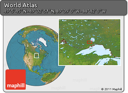 Satellite Location Map of the Area around 49° 19' 21" N, 89° 10' 30" W