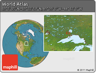 Satellite Location Map of the Area around 49° 19' 21" N, 89° 10' 30" W