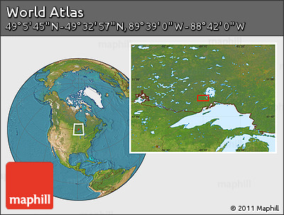 Satellite Location Map of the Area around 49° 19' 21" N, 89° 10' 30" W