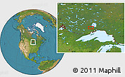 Satellite Location Map of the area around 49° 19' 21" N, 89° 10' 30" W